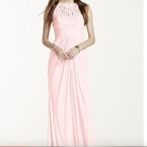 David's Bridal Sleeveless Lace Top Pink Dress